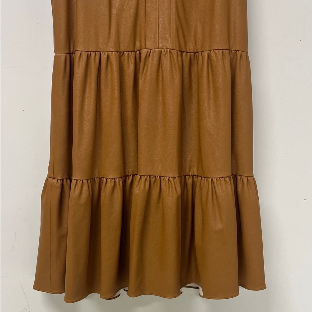 Amanda Uprichard, Connolly Dress, Camel Colored Faux Leather, Size XS - Picture 5 of 12